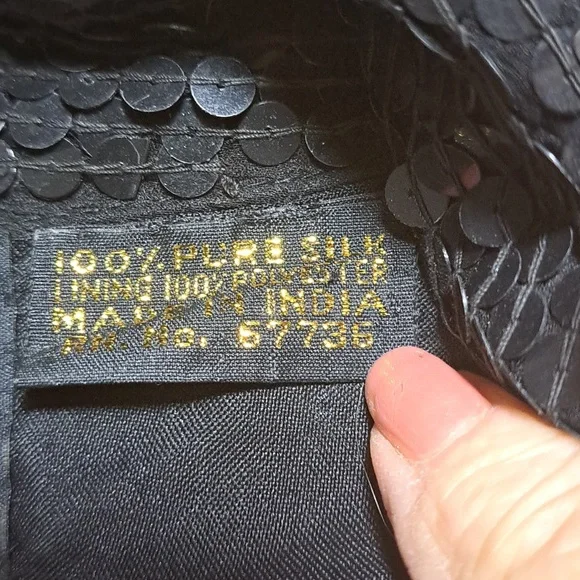 Ivana Trump Vintage Black Sequin Jacket Blazer Size XL Gold Trim Evening Bling - Picture 8 of 14